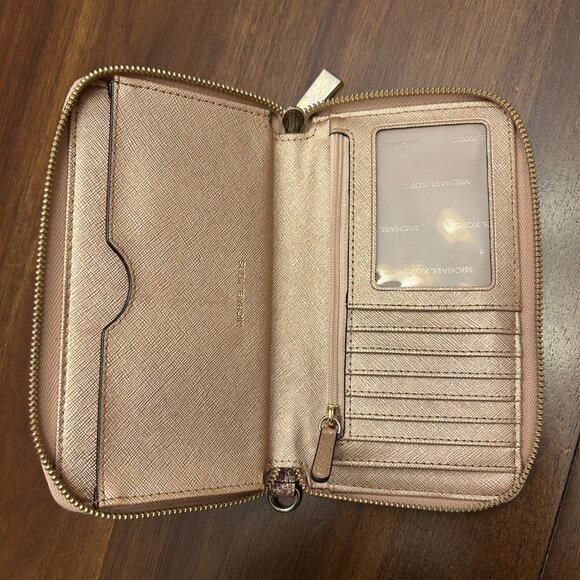 Michael Kors Rose Gold/Brown Glitter Wallet/Wristlet - Picture 7 of 16